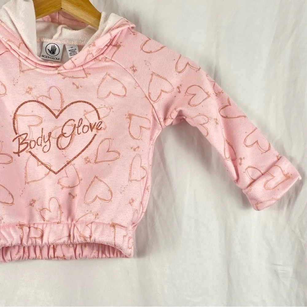 Body Glove Pink Heart Hooded Sweater Toddler Girl Size 3T